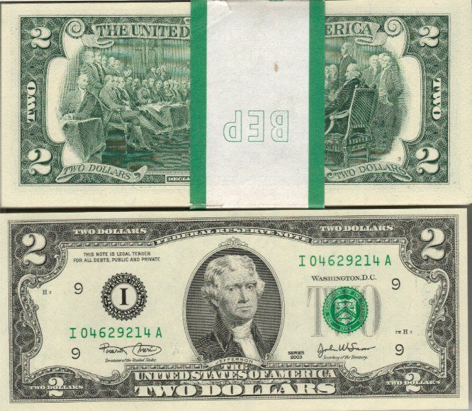 Banconote: 2 Dollar 2003  unz bankfrisch – Nuovo e nell'imballaggio originale da Gelterkinden venduto da Cakir