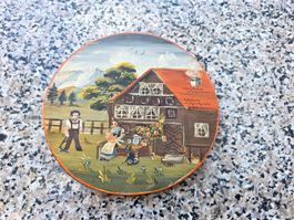 Holzbild Bauernhaus mit Figuren Landleben apennzeller. 