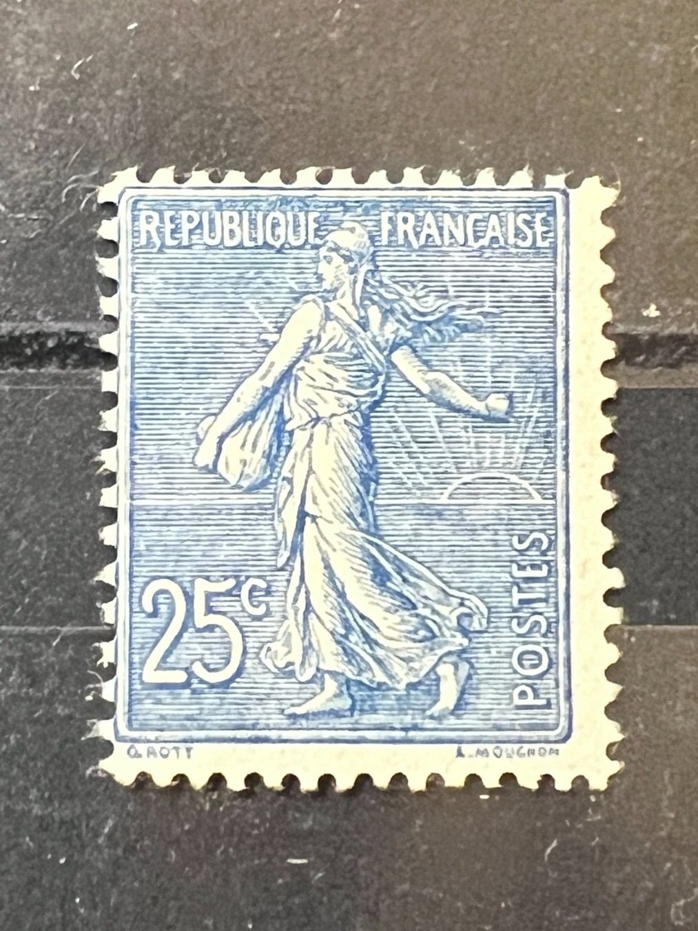 Tutti i francobolli: () Semeuse Lignée 25c. bleu 1903 Neuve * – Nuovo e nell'imballaggio originale da Lausanne venduto da ffhoud