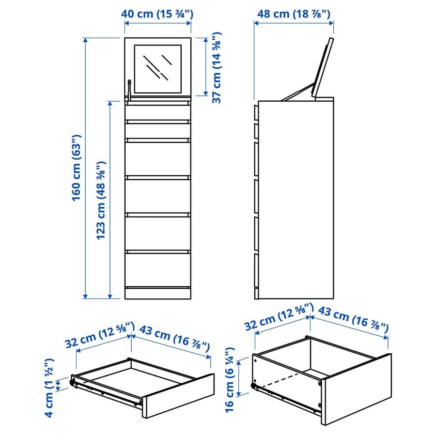 Ikea Cassettiere: Ikea MALM 6-drawers White with Mirror – Usato da Uster venduto da jap_k7fq 4