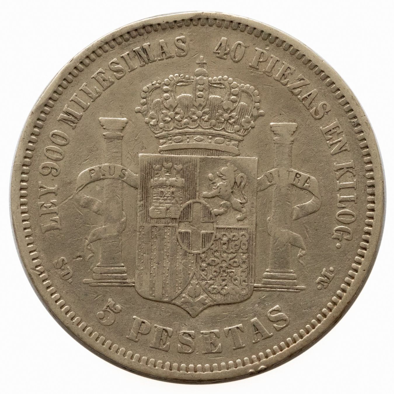 Tutti le monete: Spanien 5 Pesetas 1871 Amadeo I. Silber – Usato da Rotkreuz venduto da num_6343 1