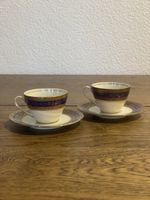 Kaffeetassen Unterteller 2er Set Porzellan mit Goldrand