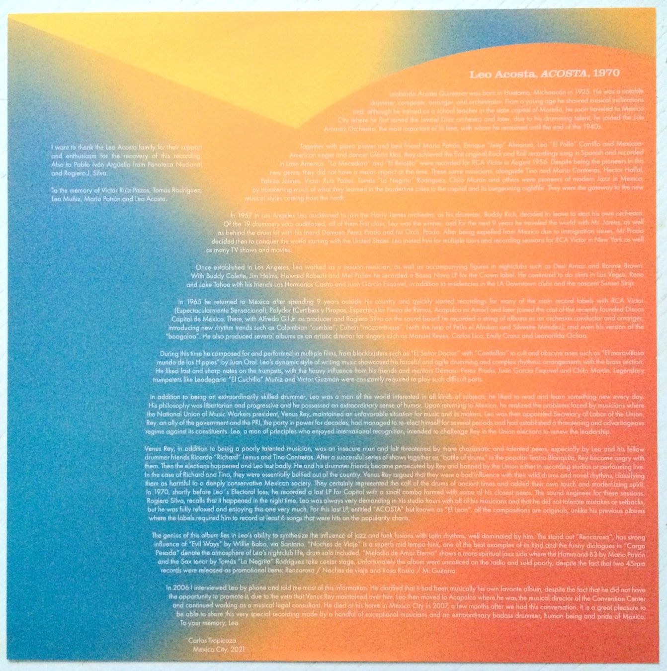 Dischi in vinile: LEO ACOSTA - ACOSTA – Usato da Bottens venduto da hotter-than-hell 3