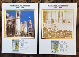 FRANCE - 2 cartes-maximum Notre Dame de Fourvière, Lyon 1996