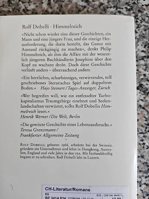 Libri: Rolf Dobelli Himmelreich Roman – Usato da Bubikon venduto da sizin12 1