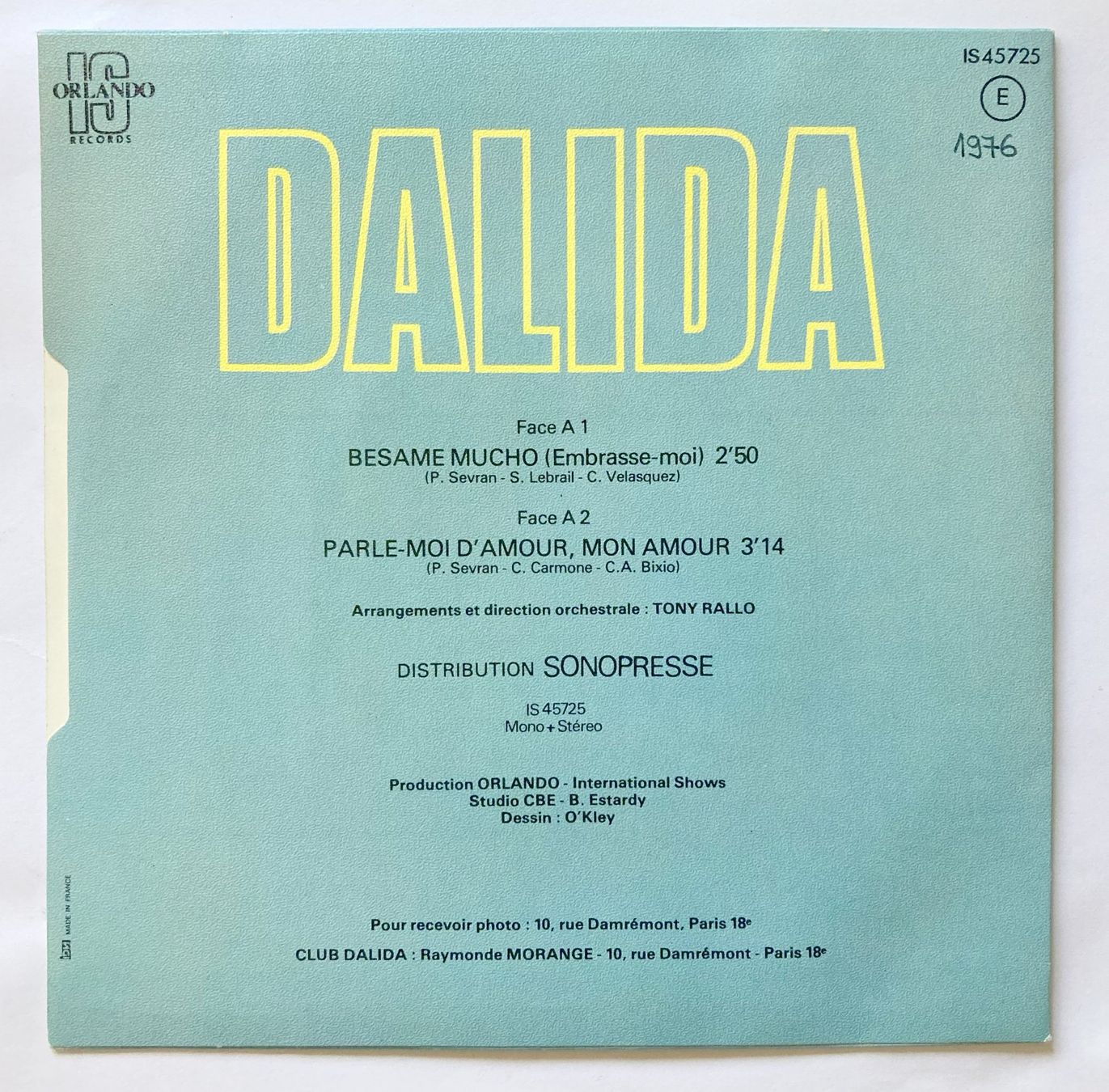 Vinyles: DALIDA - BESAME MUCHO – D'occasion à Bottens par hotter-than-hell 1