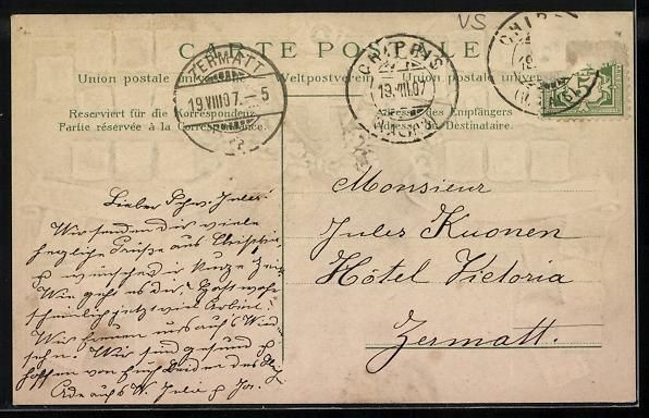 Cartoline postali: Präge-AK Chippis, Ortsansicht im Passep – Usato da Berlin venduto da bartko-reher 1