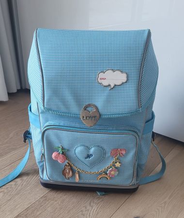 Jeune Premier Schulrucksack / – hellblau kariert