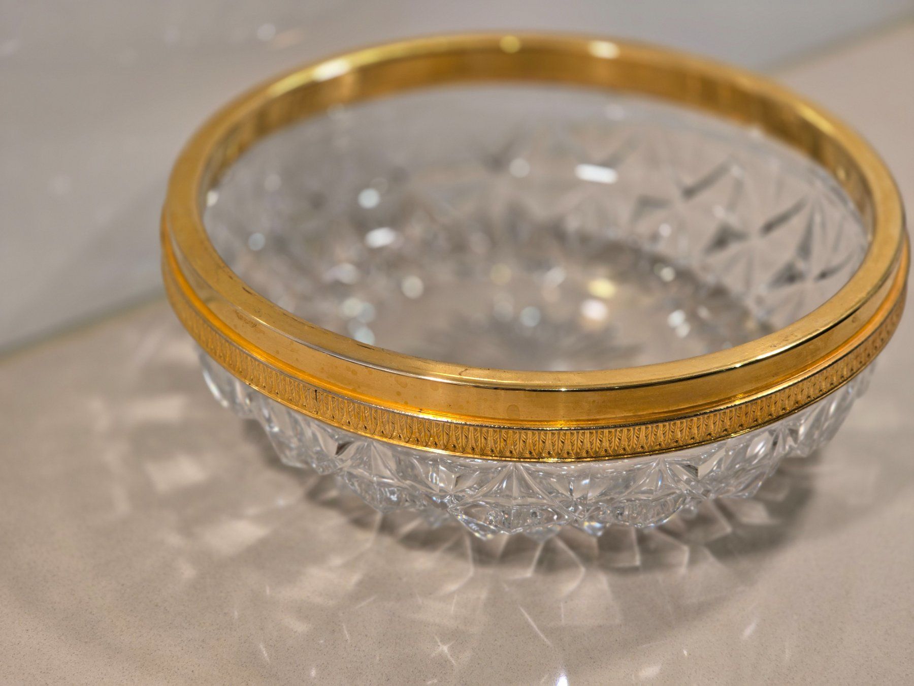 Lambert Ciotole: Val Saint Lambert Kristallschale mit Messing Rand, signiert – Usato da Weisslingen venduto da Harbin 3