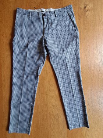 Herren Stoffhose kariert blau weiss gebraucht Zustand