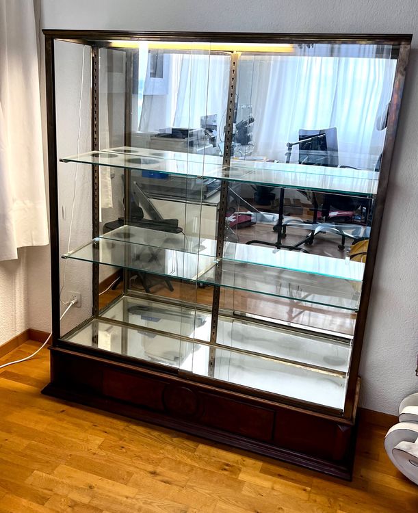 CAXUSD Glasvitrine Mit Messing - Schmuck Präsentationsbox Mit Holzsockel