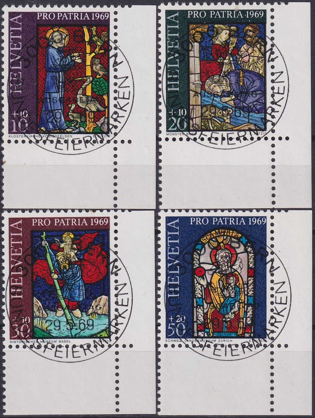 Tous les timbres: 1969, B142-B145 "Pro Patria" mit ET-Voll-Stempel +Ecktabs. – D'occasion à Sursee par Luzernerraute