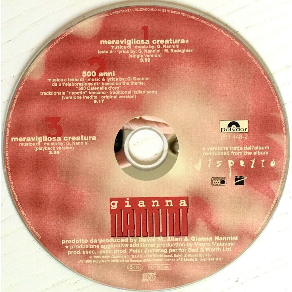 CD: GIANNA NANNINI - MERAVIGLIOSA CREATURA – Usato da Bottens venduto da hotter-than-hell 2
