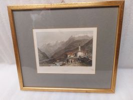 Litografia AIROLO con cornice legno dorata e vetro.