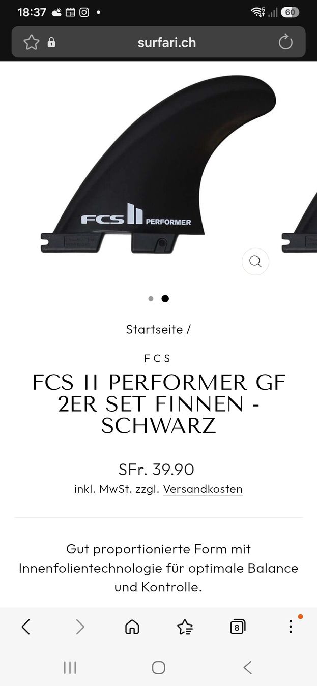 Surfboards & Schwimmbrette: Ailerons FCS II Performer Small noir – Gebraucht aus Pravidondaz (Salins) von maceoparker2013 4