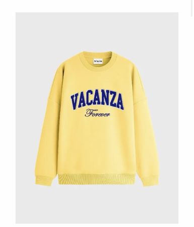 Sweatshirt Vacanza gelb mit Aufdruck Groesse S neu