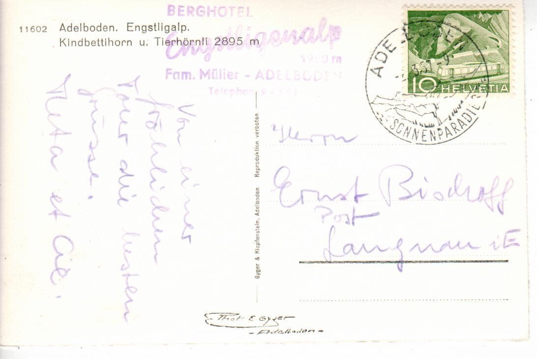 Cartoline postali: Adelboden Engstligalp – Usato da Wolhusen venduto da Curver9 1