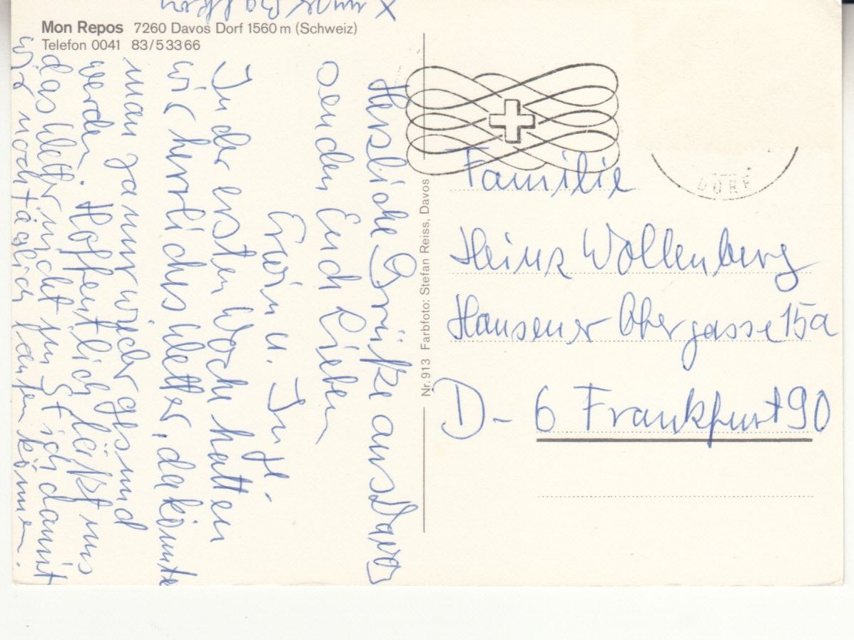 Ansichtskarten: Davos Mon Repos ca. 1970 – Gebraucht aus Bürglen TG von StampGraf 1