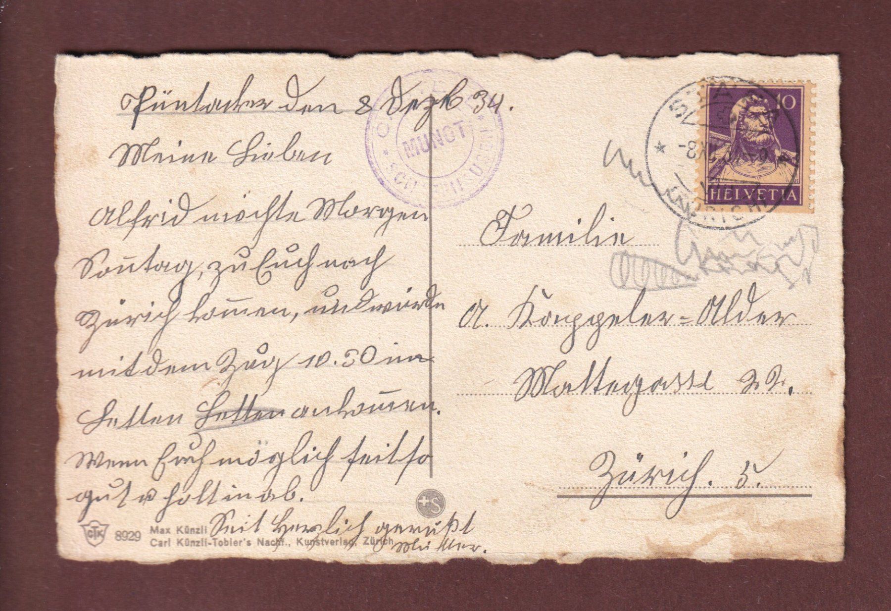 Cartoline postali: SCHAFFHAUSEN - Munot - 1934 – Usato da Pully venduto da nicecards-shop 1