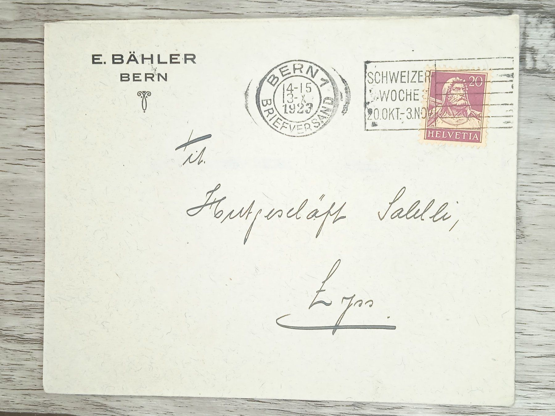 Tutti i francobolli: TR20 Enveloppe + Timbre Suisse 1923 – Usato da Cousset venduto da Patrick_Collections