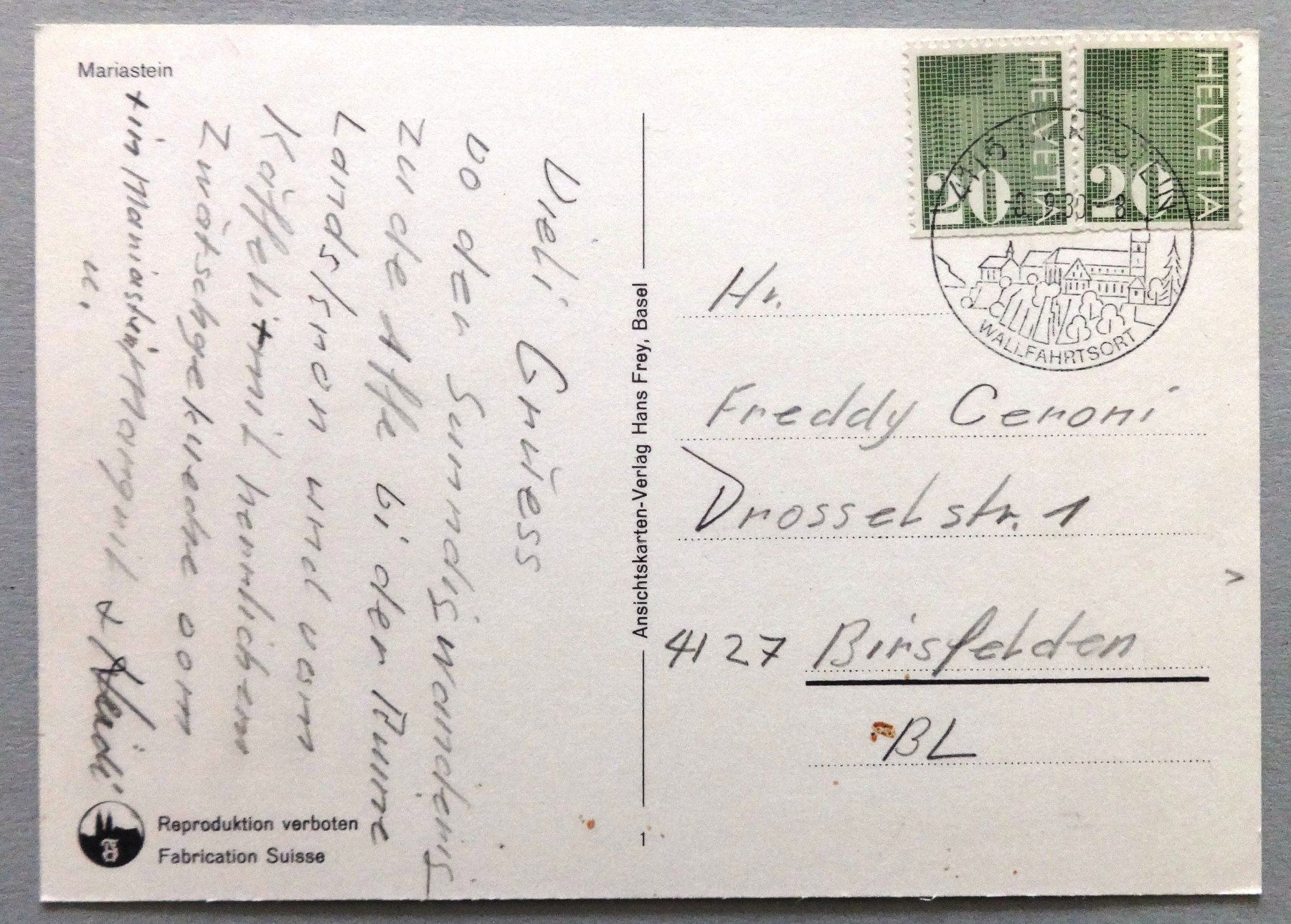 Cartoline postali: Mariastein – Difettoso da Fétigny venduto da Billy2miny 1