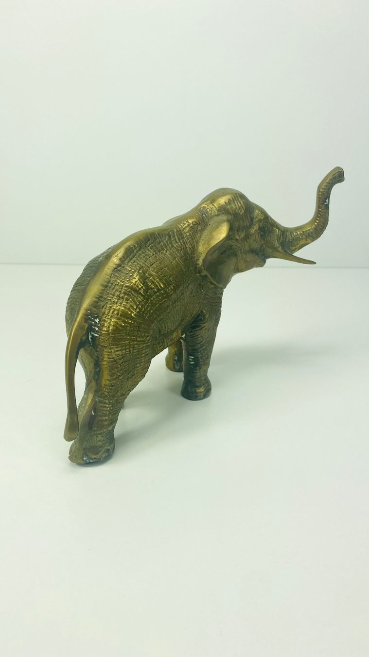 Figuren: Elefantenfigur mit erhobenem Rüssel - Messing -Glücksbringer – Gebraucht aus Zürich von Arche_Brockenhaus 4