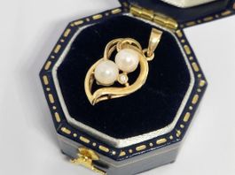 Gold Anhänger mit Perlen und Diamant 750er Gold