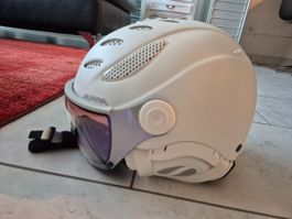 Alpina Skihelm mit Visier weiss