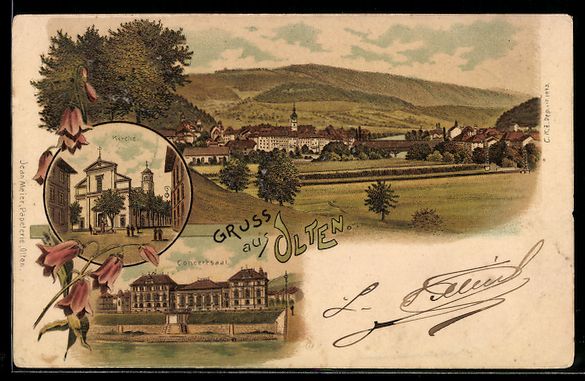 Cartoline postali: Litho Olten, Kirche, Konzertsaal, Totale – Usato da Berlin venduto da bartko-reher