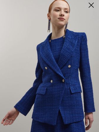 New Italian Marella Cobalt Blue Tweed Blazer, Size IT 40/XS