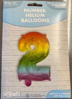 Folien Ballon Zahl Zwei 2 - Rainbow Party Deko!