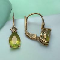 Vintage Peridot Diamant Ohrringe 9ct 333 Gold✨