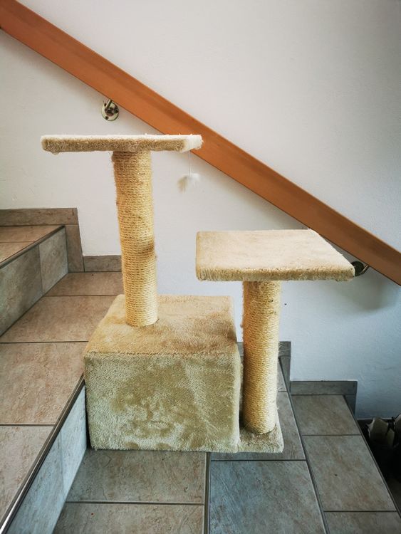 Heybly Kratzbaum 125 Cm - Katzenbaum Mit Höhle, Korb Und Kratzsäulen In Hellgrau