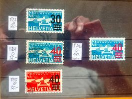 Flugpost F23, F24, F24d karmin, F25 gestempelt ʘ