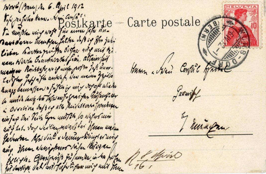 Ansichtskarten: Worb   BE   -  Oberdorf       um 1916 – Gebraucht aus Brig von Valcards54 1