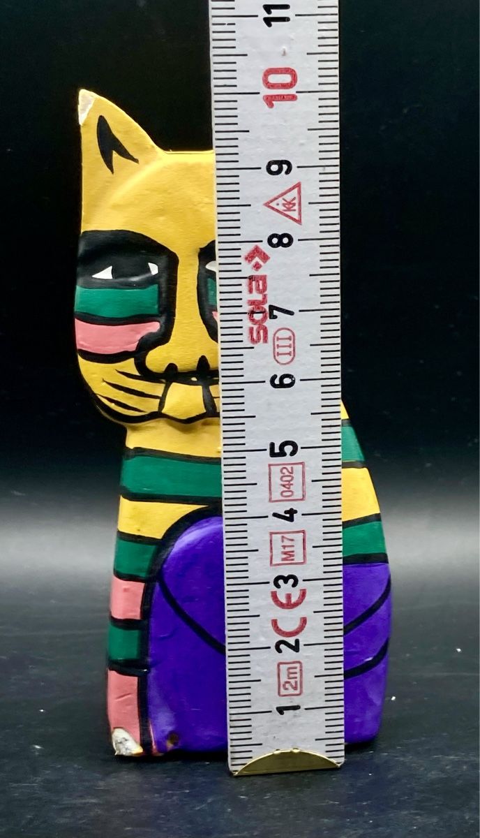 Statuette: Bunte handbemalte Laurel Burch Holz-Katze, Vintage – Usato da Vinelz venduto da Viewfinder84 4