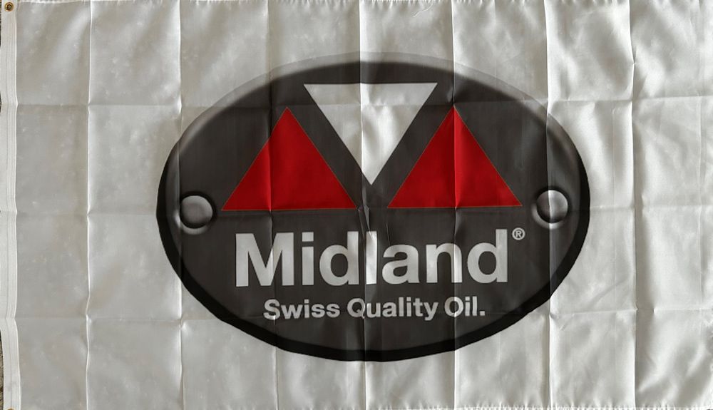 Fahnen: Midland Fahne 150 x 90 cm Öl Schweiz Schmierstoff Oel Motor – Neu und originalverpackt aus Dättlikon von easythings