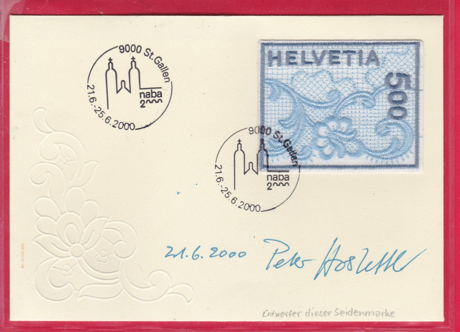 Tous les timbres: 2000, FDC, NABA 2000 ST.GALLEN, UNTERSCHRIFT PETER HOSTETTER – D'occasion à Oberrieden par Gebirgsstelze