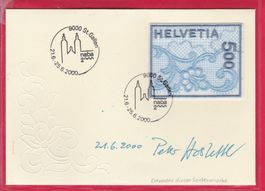 STICKEREI,FDC,NABA 2000 ST.GALLEN,UNTERSCHRI PETER HOSTETTER