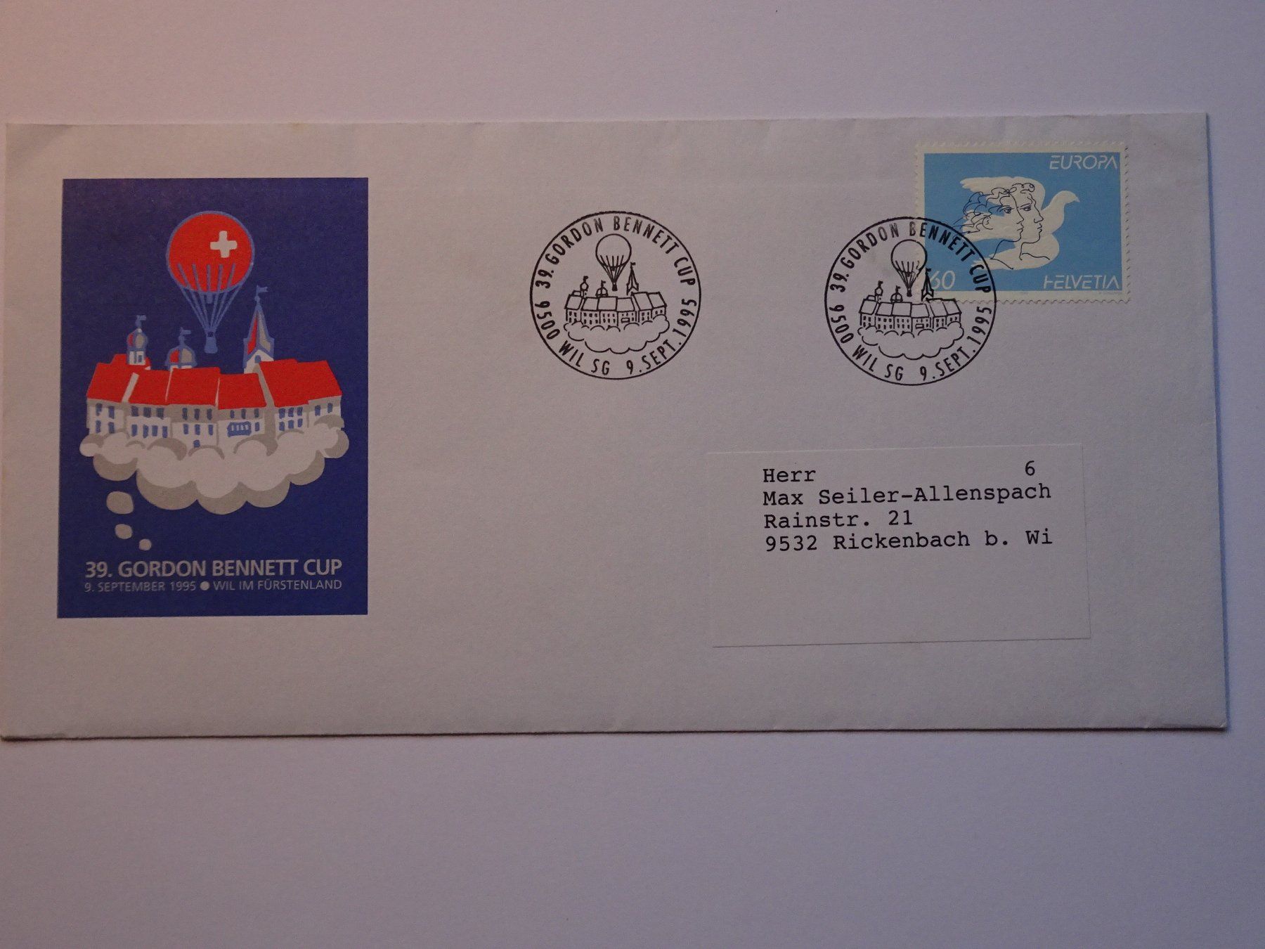 Alle Briefmarken: Gordon Bennett Cup 1995 – Gebraucht aus Aadorf von Chnorli-Furz
