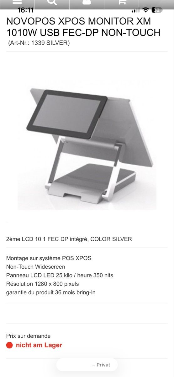 Registratore di cassa: Kundendisplay für Kassensystem – Usato da Wängi venduto da Bmo