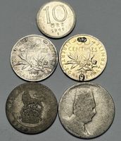 Lot de 5 pièces de monnaie argent diverses état varié