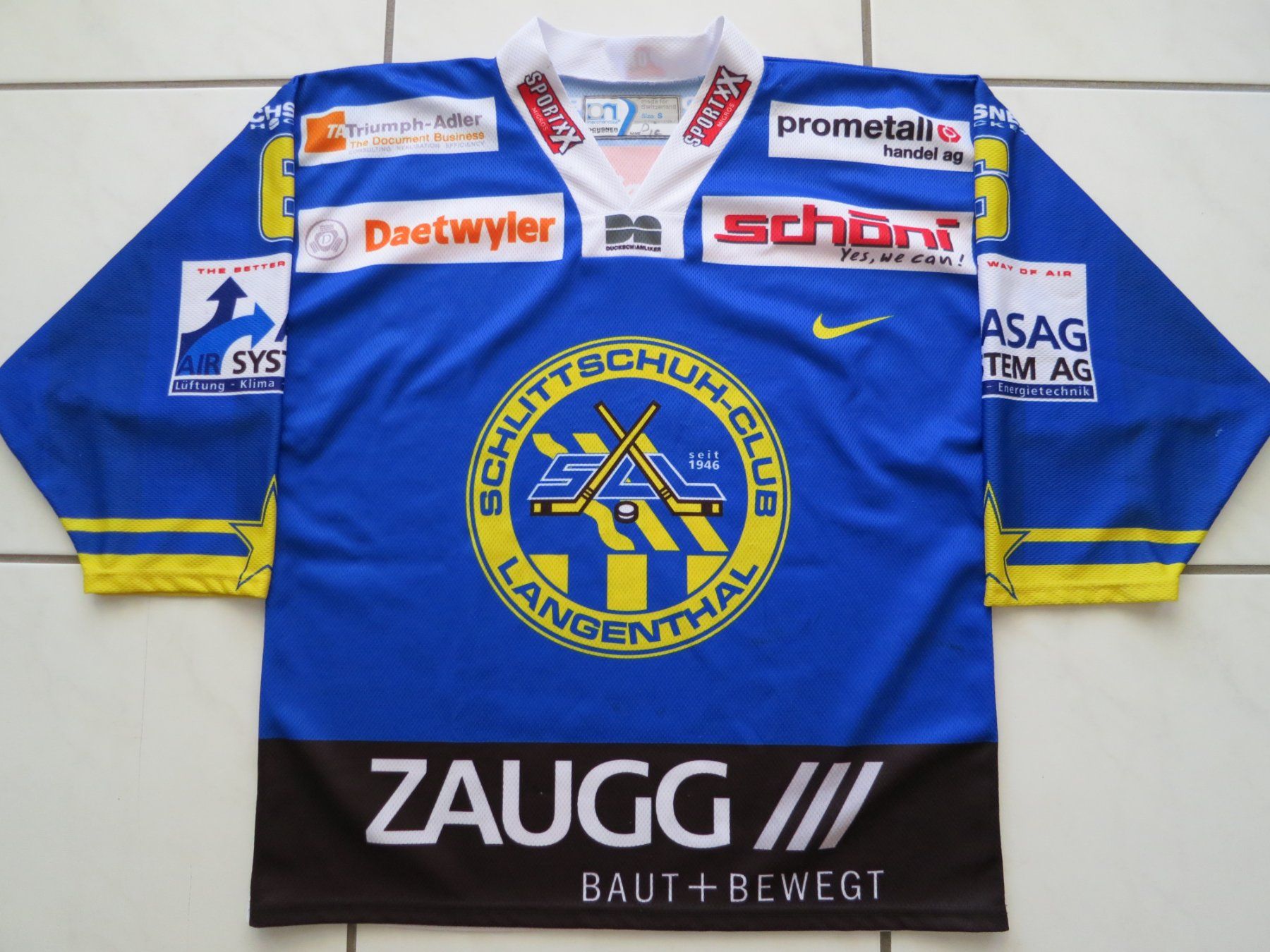 Scarpe, pantaloni & magliette da ginnastica: Matchworn Eishockey Trikot vom SC Langenthal - SCL – Usato da Niederbipp venduto da floorballrexi
