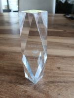Crystal prism with inscription "I love you" and a flower