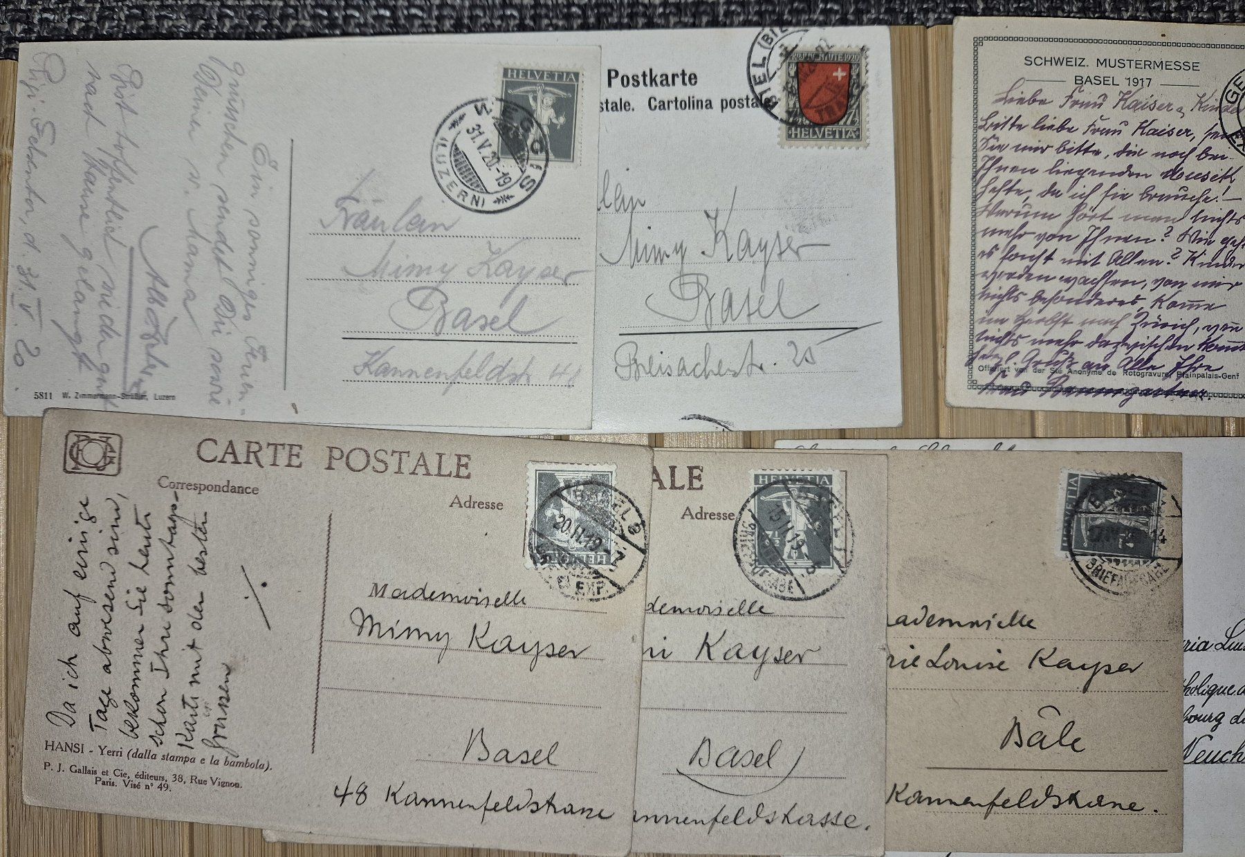 Cartoline postali: 58 antike Postkarten 1917 - 1922 mit Schweizer Marken – Usato da Basel venduto da Kurioses 4