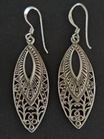 Splendides Boucles D'Oreilles Argent 925, 5 cm, Onyx Noires