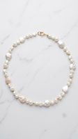 Collier de perles baroques billes or et fermoir or 18 carats