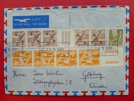 1950 attraktiver Bahnpost-Stempel: WEINFELDEN, Flugpostbrief