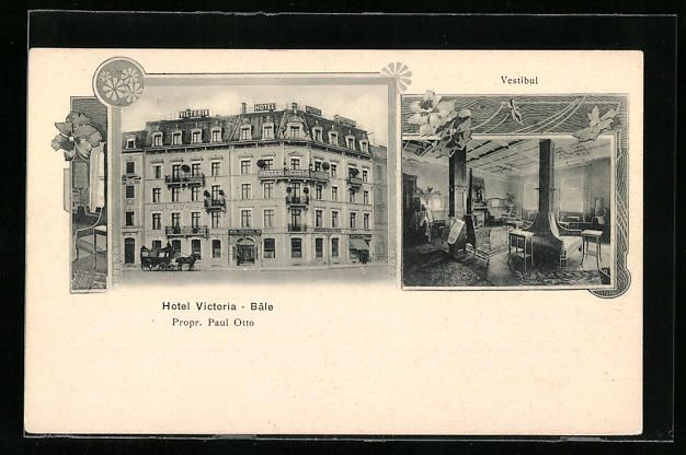Cartoline postali: Basel /Bâle, Hotel Victoria, Vestibul – Usato da Berlin venduto da bartko-reher
