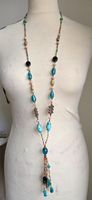 Collier ethnique pierres turquoise en verre perles